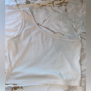 White one shoulder crop top. Never worn.